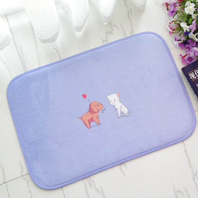 Creative Cute Skull Flannel Water Absorbent Floor Mats For Kitchen Outdoor Front Door Carpet