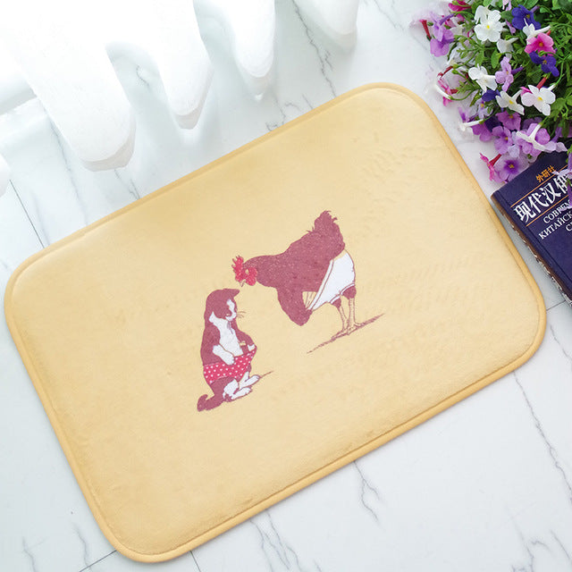 Creative Cute Skull Flannel Water Absorbent Floor Mats For Kitchen Outdoor Front Door Carpet