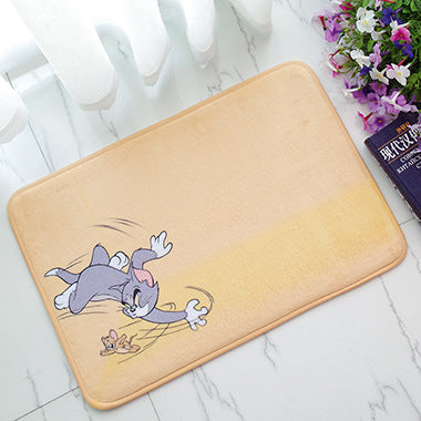 Creative Cute Skull Flannel Water Absorbent Floor Mats For Kitchen Outdoor Front Door Carpet