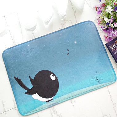 Creative Cute Skull Flannel Water Absorbent Floor Mats For Kitchen Outdoor Front Door Carpet