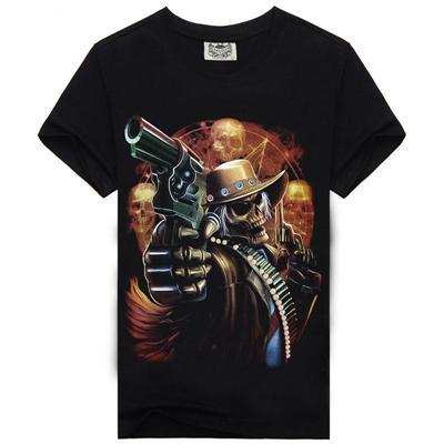 3d Printed Skull Gun T Shirt Men Cotton Men's Wear Casual Famous Brand Men Shirt
