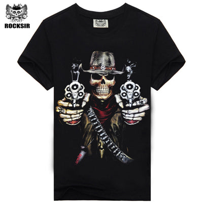 3d Printed Skull Gun T Shirt Men Cotton Men's Wear Casual Famous Brand Men Shirt