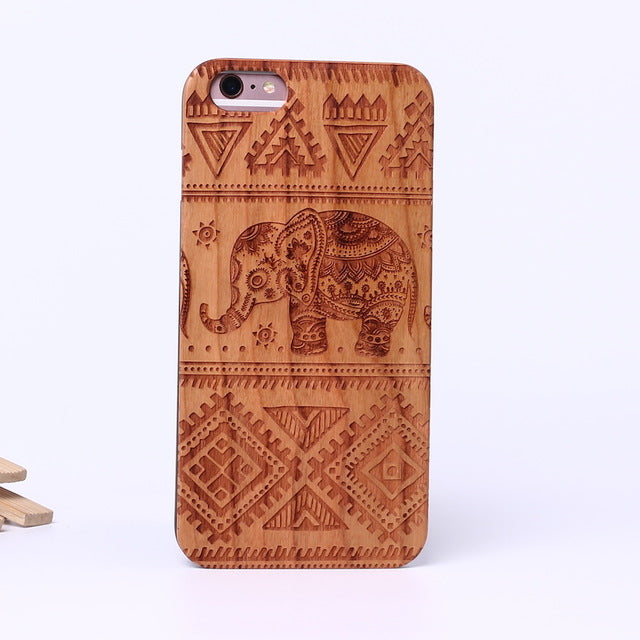 Indian Mandala Elephant Tribal Skull Cat Owl Wood Case