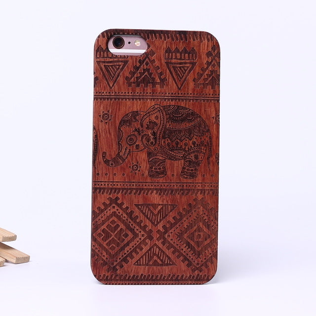 Indian Mandala Elephant Tribal Skull Cat Owl Wood Case