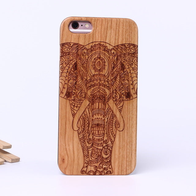 Indian Mandala Elephant Tribal Skull Cat Owl Wood Case