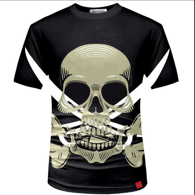 Cloudstyle Hot Black T-Shirt Male Make Clothing sexy punk rock 3D Skull