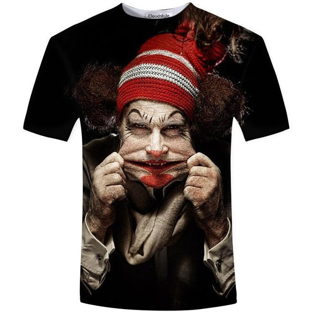 Cloudstyle Hot Black T-Shirt Male Make Clothing sexy punk rock 3D Skull