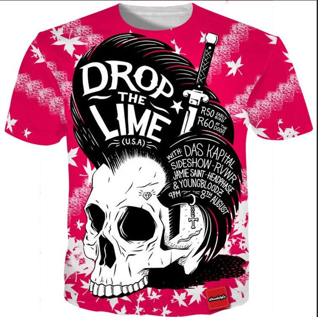 Cloudstyle Hot Black T-Shirt Male Make Clothing sexy punk rock 3D Skull