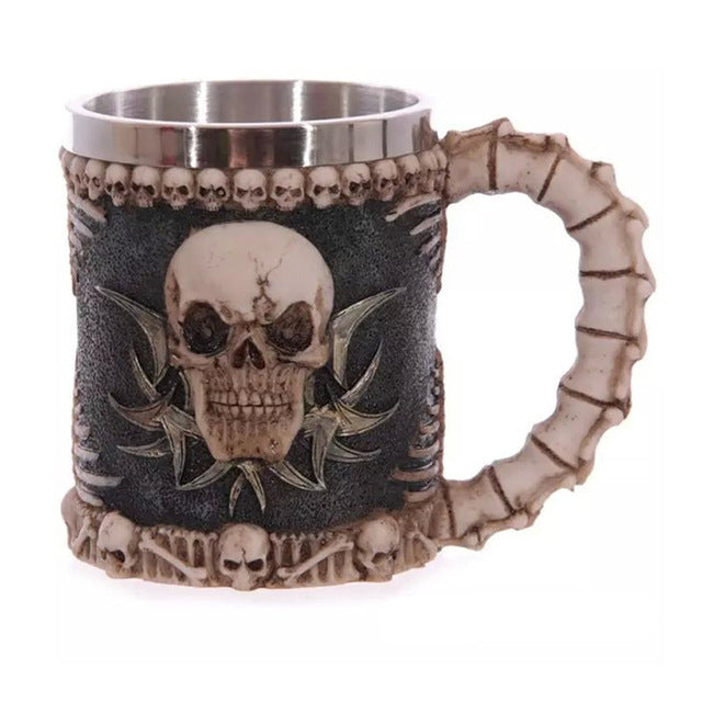Double Wall Stainless Steel 3D Skull Cup Coffee Skull Knight Tankard Dragon
