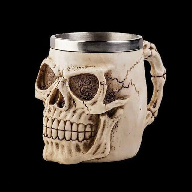 Double Wall Stainless Steel 3D Skull Cup Coffee Skull Knight Tankard Dragon