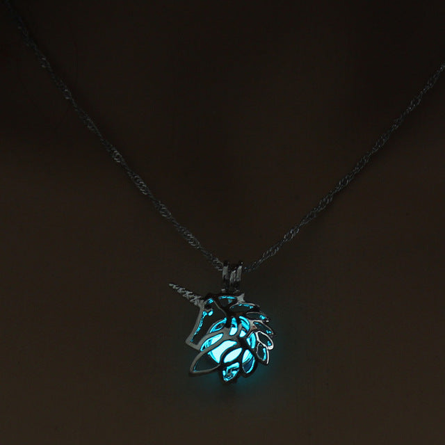 Glow in the Dark necklace LOL Hecarim Unicorn Horse silver Chain Jewelry