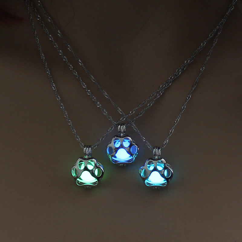 KogMaw Glow in the Dark necklace LOL KogMaw Dog Paw silver Chain Jewelry