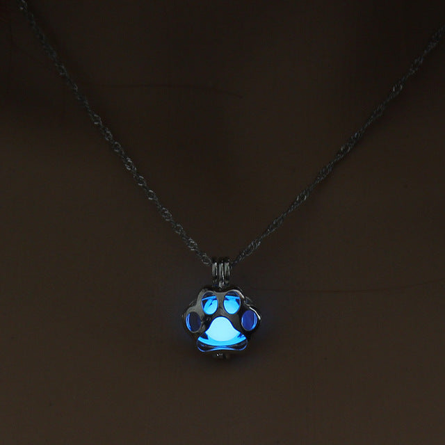 KogMaw Glow in the Dark necklace LOL KogMaw Dog Paw silver Chain Jewelry