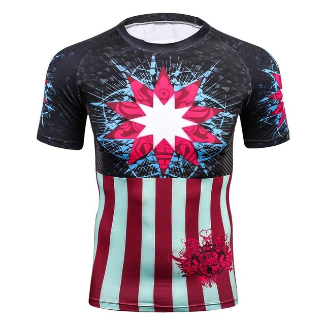 Fitness MMA Compression Shirt Men Anime Bodybuilding Short Cool skull 3D Printed