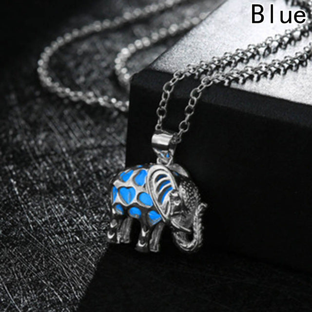 Glow In The Dark Necklaces Locket Luminous Stone Animal Thailand Elephant Pendant Necklaces