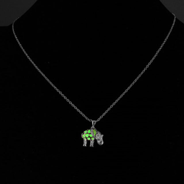 Glow In The Dark Necklaces Locket Luminous Stone Animal Thailand Elephant Pendant Necklaces