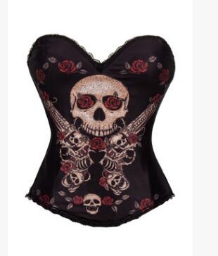 Women Halloween Witch Mexican Costume Punk Rock Overbust Bustier Corset