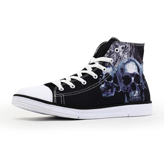 Fashion Punk Skull Classic Canvas Shoes Men High Top Hip Hop Shoes Skeleton Canvas 3D