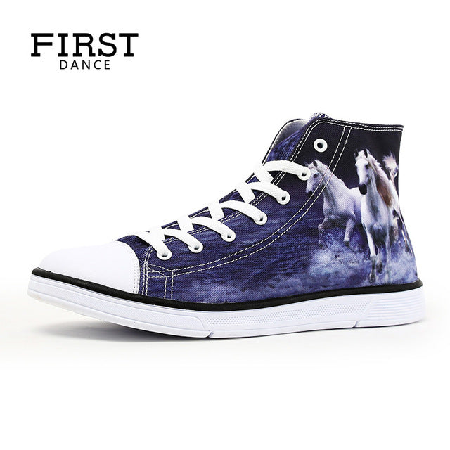 Fashion Punk Skull Classic Canvas Shoes Men High Top Hip Hop Shoes Skeleton Canvas 3D