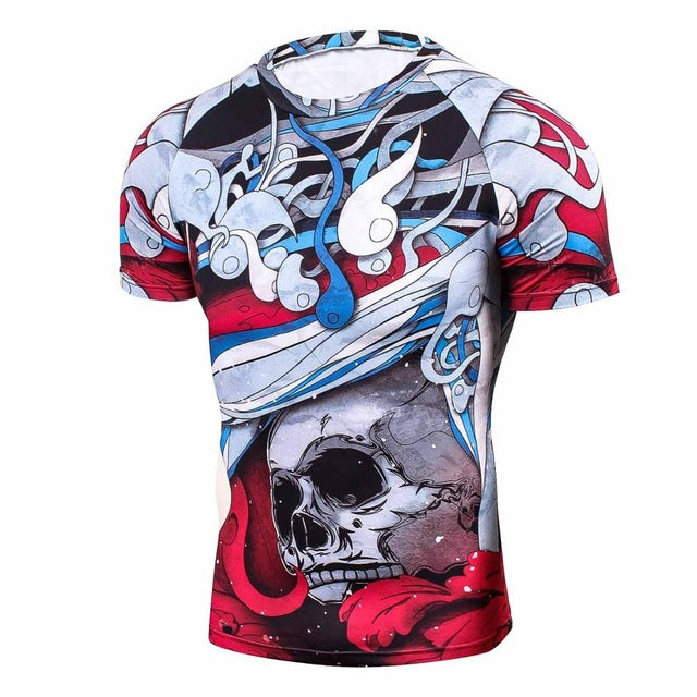 3D compression shirt fitness tights T-shirt crossfit quick dry t shirt Men Summer Cool Tees