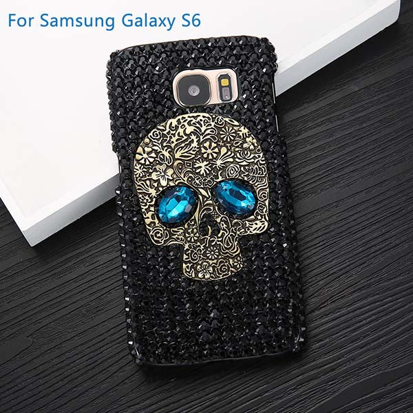 Cool 3D DIY Diamond Blue Eye Skull Phone Cases For iPhone 8 7 6 6s Plus 5 5s SE Case For Samsung galaxy S8 Plus S6 S7 edge Cover