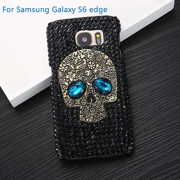 Cool 3D DIY Diamond Blue Eye Skull Phone Cases For iPhone 8 7 6 6s Plus 5 5s SE Case For Samsung galaxy S8 Plus S6 S7 edge Cover