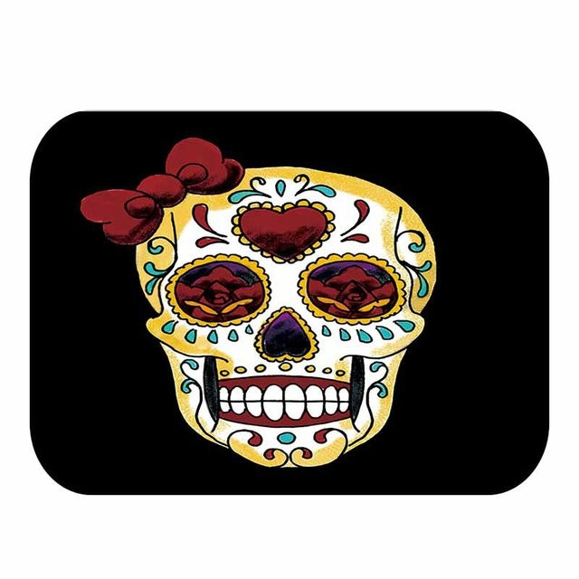 Flower Skull Pattern Anti-Slip Suede Carpet Door mat doormat Outdoor Kitchen Living room Floor Mat Rug