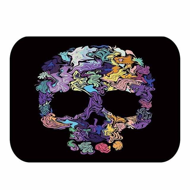 Flower Skull Pattern Anti-Slip Suede Carpet Door mat doormat Outdoor Kitchen Living room Floor Mat Rug