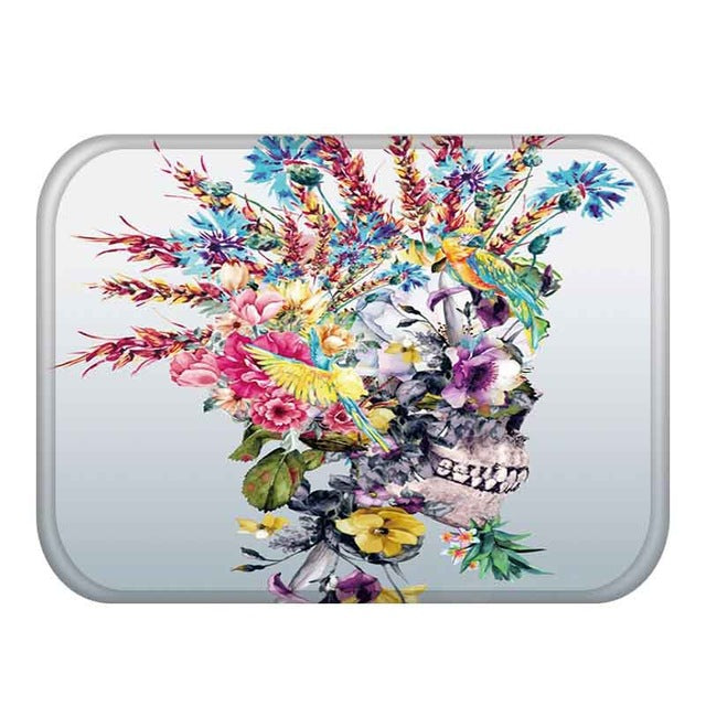 Flower Skull Pattern Anti-Slip Suede Carpet Door mat doormat Outdoor Kitchen Living room Floor Mat Rug