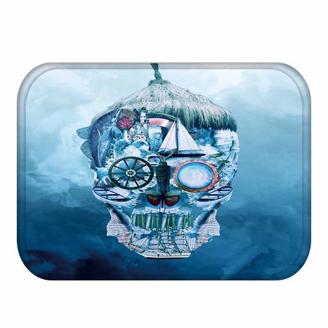 Flower Skull Pattern Anti-Slip Suede Carpet Door mat doormat Outdoor Kitchen Living room Floor Mat Rug
