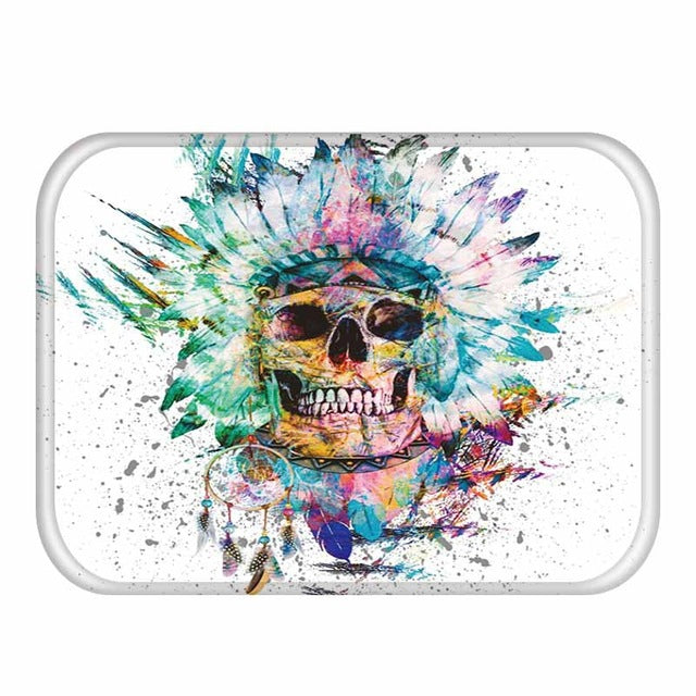 Flower Skull Pattern Anti-Slip Suede Carpet Door mat doormat Outdoor Kitchen Living room Floor Mat Rug