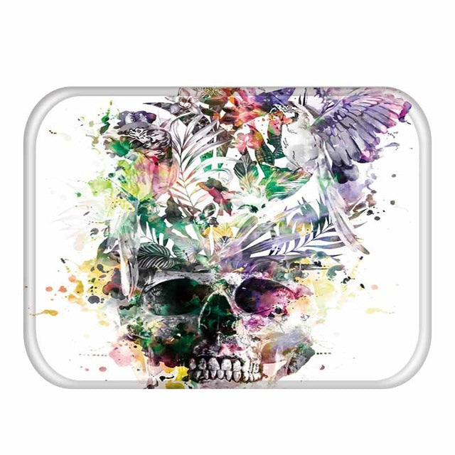 Flower Skull Pattern Anti-Slip Suede Carpet Door mat doormat Outdoor Kitchen Living room Floor Mat Rug
