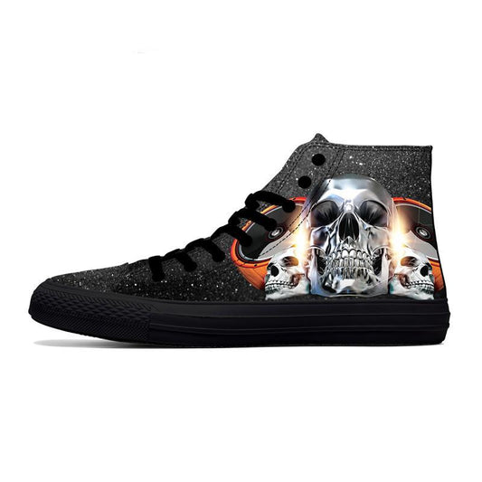 Punk Skull High Top Shoes Men Classic High Canvas Shoes Fashion 3D Street Nice Printed