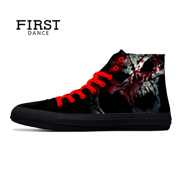 Punk Skull High Top Shoes Men Classic High Canvas Shoes Fashion 3D Street Nice Printed