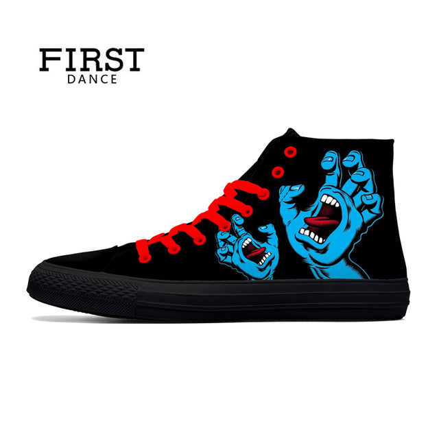 Punk Skull High Top Shoes Men Classic High Canvas Shoes Fashion 3D Street Nice Printed