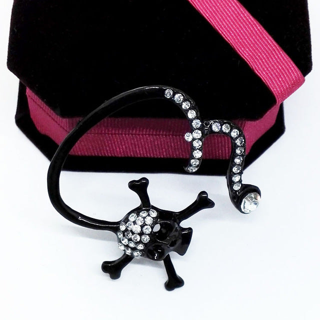 1PCS exaggerated punk style Rhinestone skull stud earring fashion