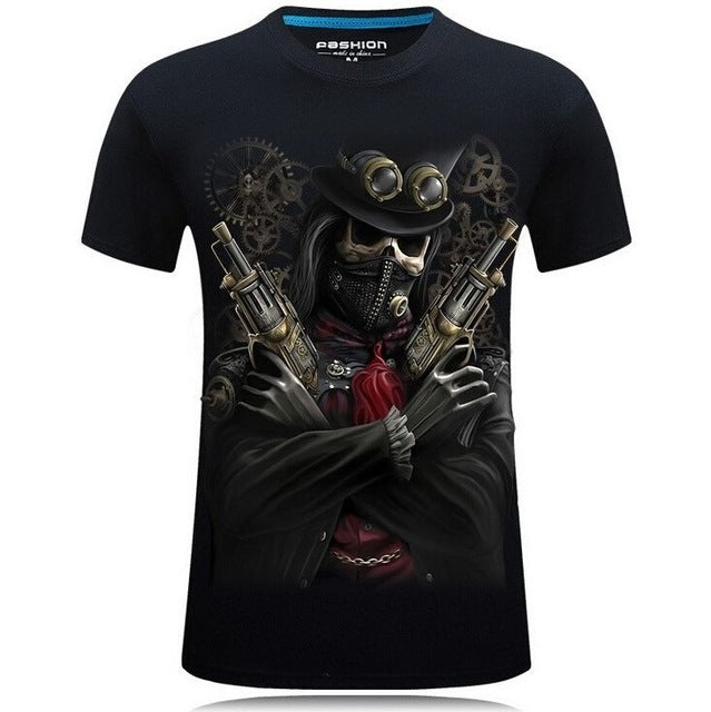 3d Skull Cotton T Shirts Fashion 2017 Summer New Brand T Shirt Men Hip Hop Men T-Shirt