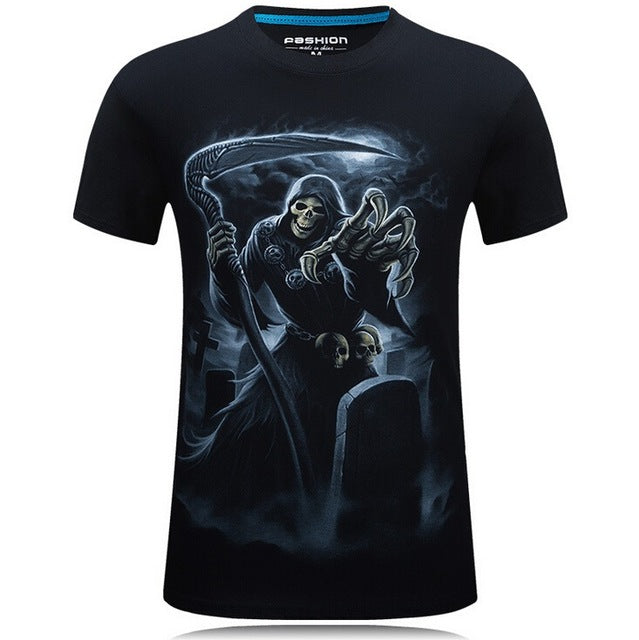 3d Skull Cotton T Shirts Fashion 2017 Summer New Brand T Shirt Men Hip Hop Men T-Shirt