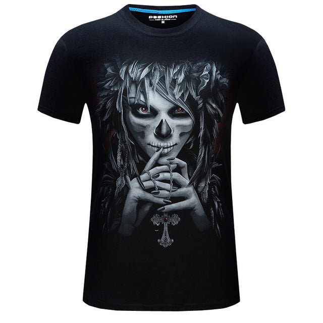3d Skull Cotton T Shirts Fashion 2017 Summer New Brand T Shirt Men Hip Hop Men T-Shirt