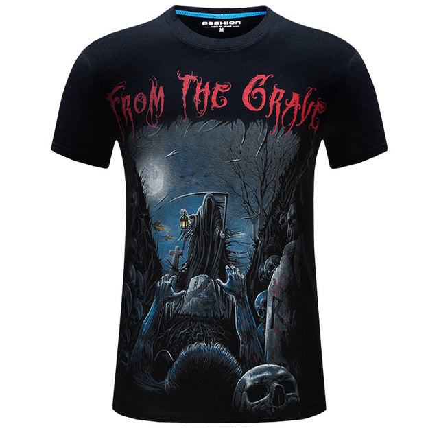 3d Skull Cotton T Shirts Fashion 2017 Summer New Brand T Shirt Men Hip Hop Men T-Shirt