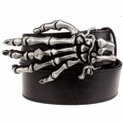 Fashion men belt skull buckle skull hand Heavy metal rock skull belt