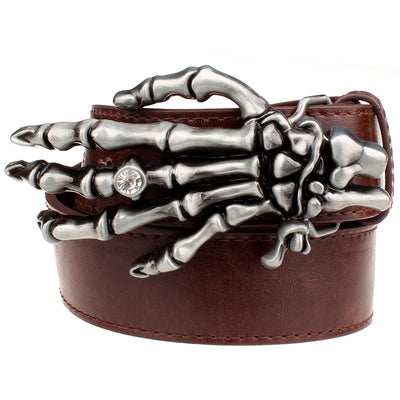 Fashion men belt skull buckle skull hand Heavy metal rock skull belt