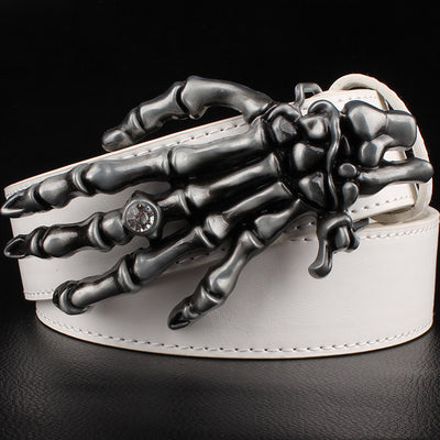 Fashion men belt skull buckle skull hand Heavy metal rock skull belt