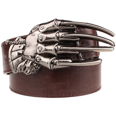 Fashion men belt skull buckle skull hand Heavy metal rock skull belt