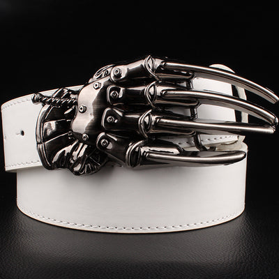 Fashion men belt skull buckle skull hand Heavy metal rock skull belt