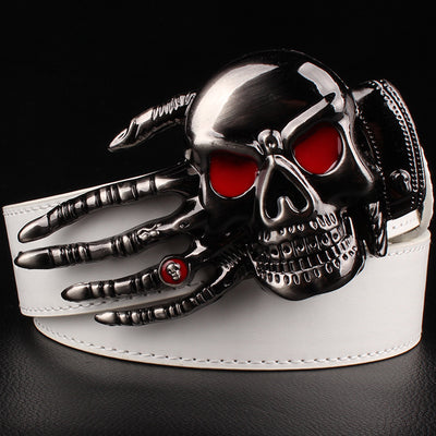 Fashion men belt skull buckle skull hand Heavy metal rock skull belt