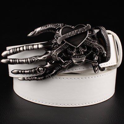 Fashion men belt skull buckle skull hand Heavy metal rock skull belt
