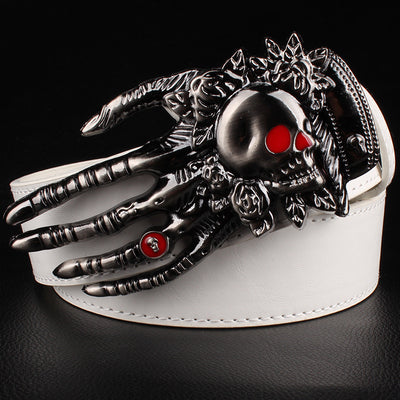Fashion men belt skull buckle skull hand Heavy metal rock skull belt