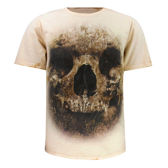 Men Skull 3D T Shirts Cotton Costume Short Sleeve Flag Printed Tops