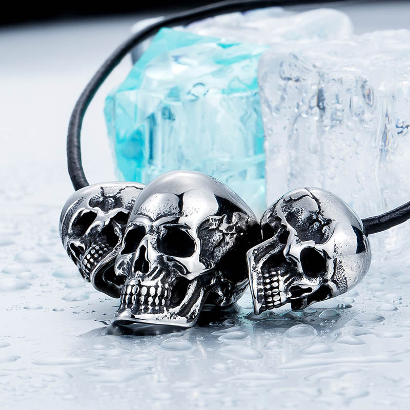 Stainless Steel  New Arrival Super Punk Skull Biker Pendant Necklace Fashion charm Jewelry